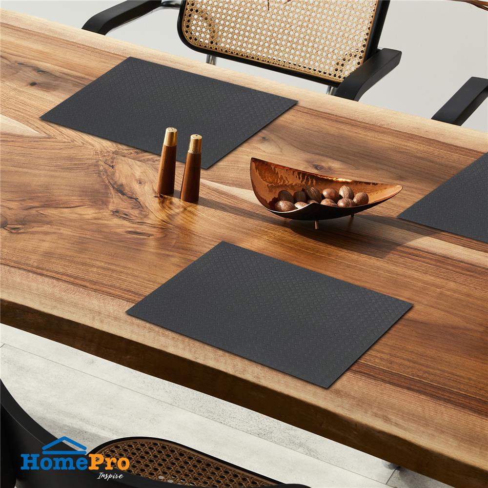 แผ่นรองจาน PVC KECH WEAVE สีดำ