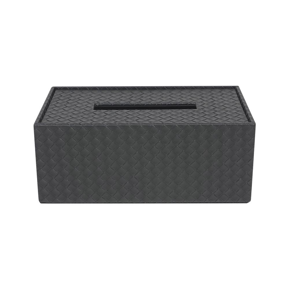 กล่องทิชชูแผ่น PVC KECH WEAVE สีดำ