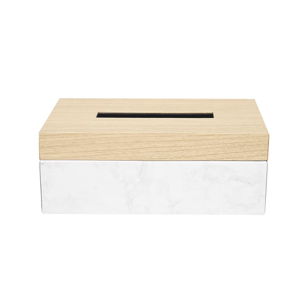 กล่องทิชชูแผ่น PVC KECH MINIMAL MARBLE สีเบจ