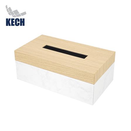 กล่องทิชชูแผ่น PVC KECH MINIMAL MARBLE สีเบจ
