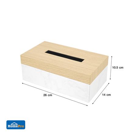กล่องทิชชูแผ่น PVC KECH MINIMAL MARBLE สีเบจ_6