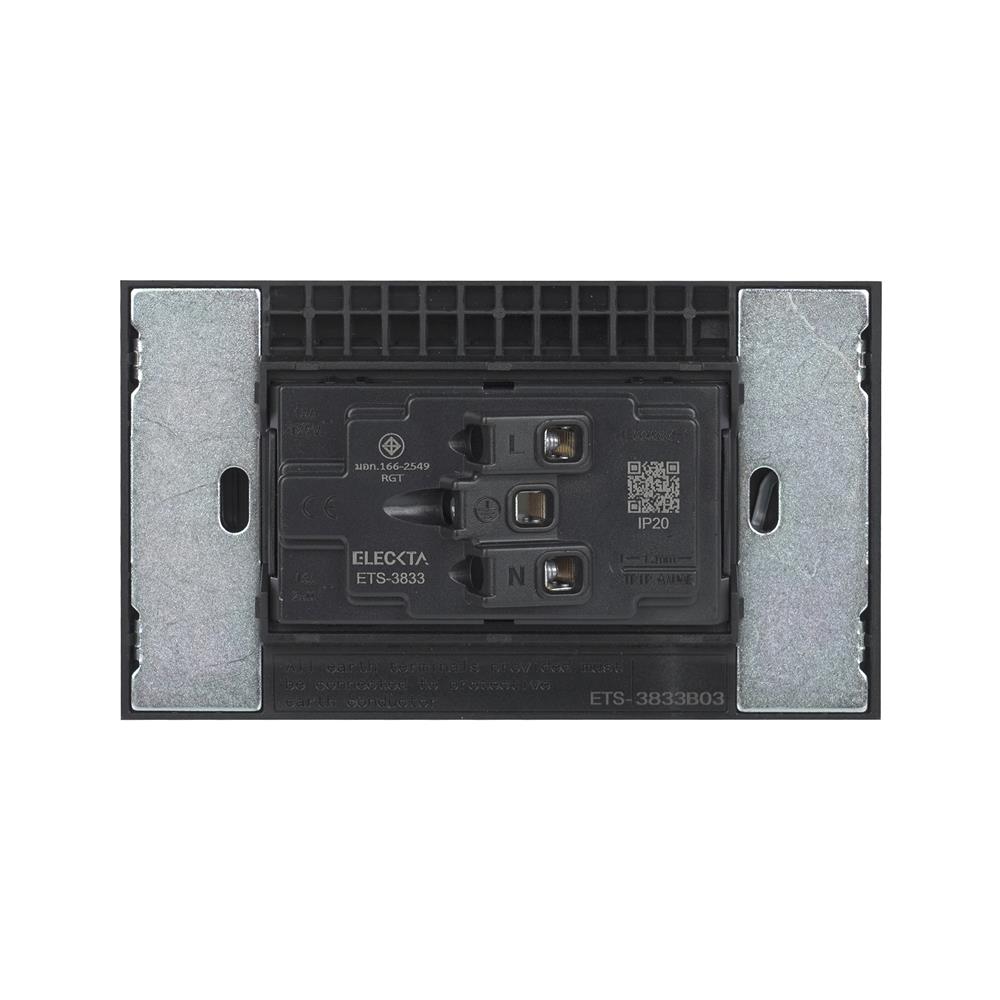 ชุดเต้ารับคู่ 3 ขากลมแบน ELECKTA VERVE สีดำ