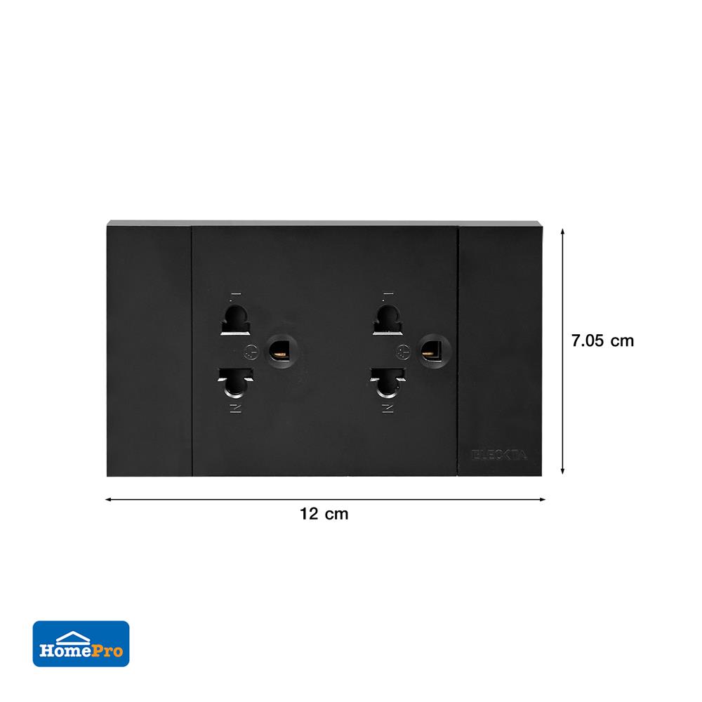 ชุดเต้ารับคู่ 3 ขากลมแบน ELECKTA VERVE สีดำ