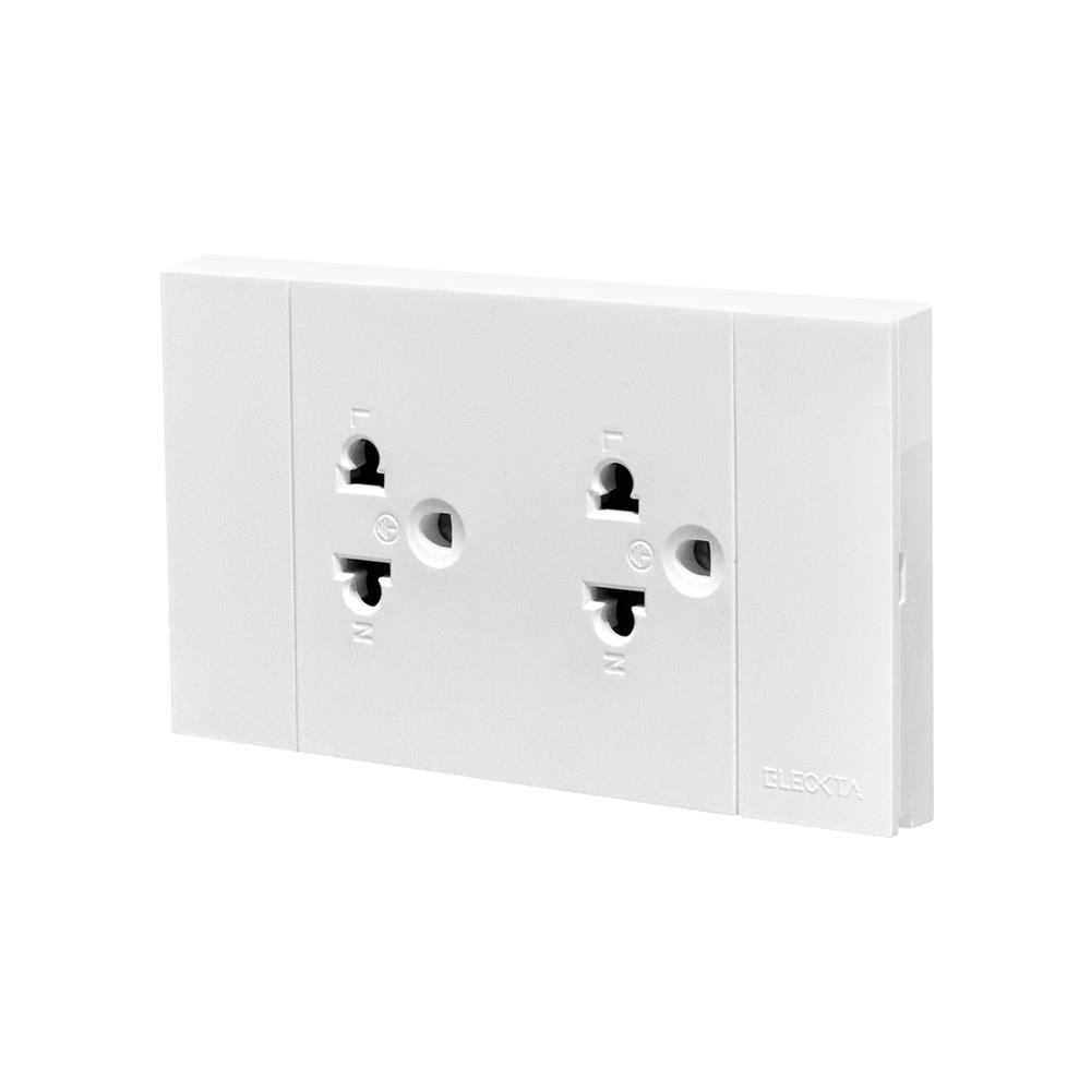 ชุดเต้ารับคู่ 3 ขากลมแบน ELECKTA VERVE สีขาว