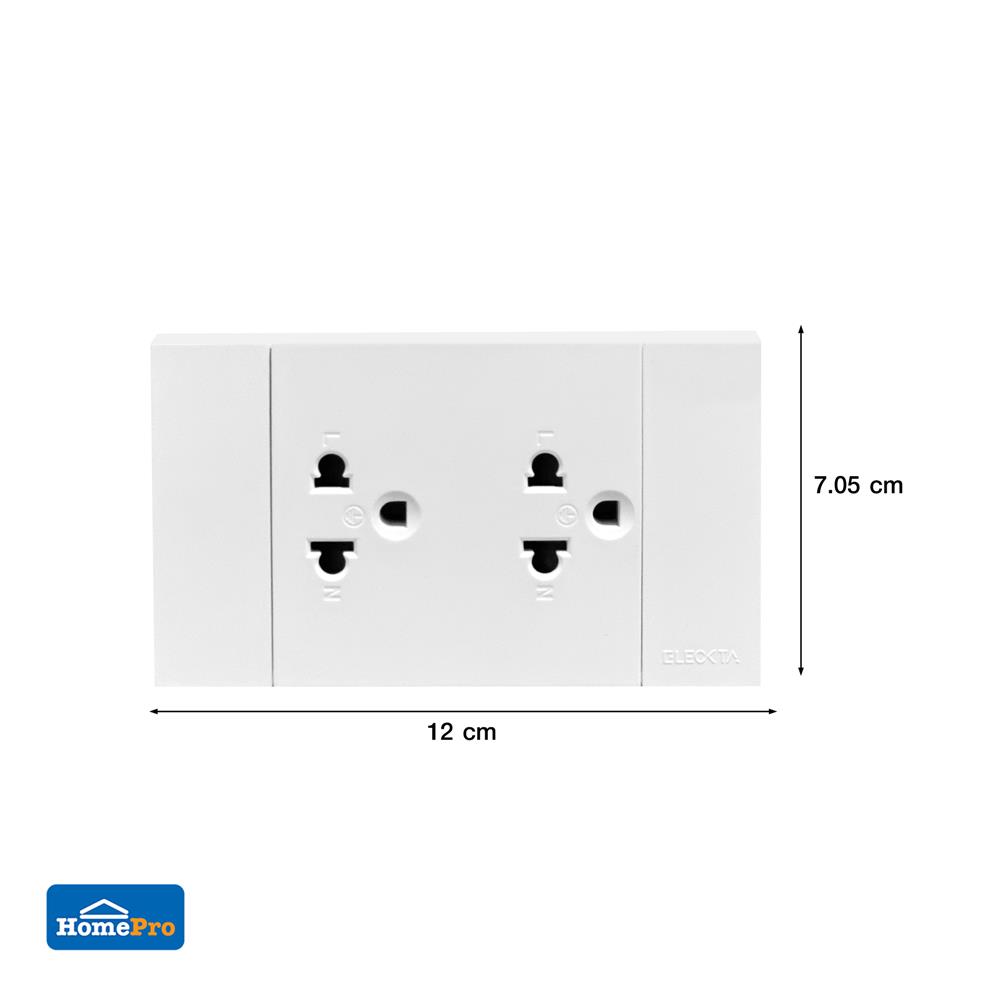 ชุดเต้ารับคู่ 3 ขากลมแบน ELECKTA VERVE สีขาว