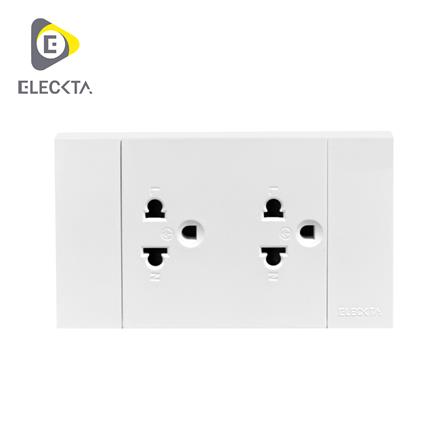 ชุดเต้ารับคู่ 3 ขากลมแบน ELECKTA VERVE สีขาว