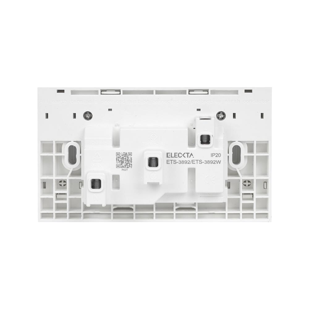 ชุดเต้ารับคู่ 3 ขา มีสวิตช์คุม ELECKTA VERVE สีขาว