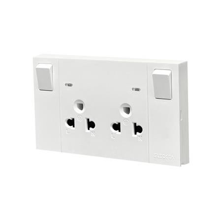 ชุดเต้ารับคู่ 3 ขา มีสวิตช์คุม ELECKTA VERVE สีขาว_2