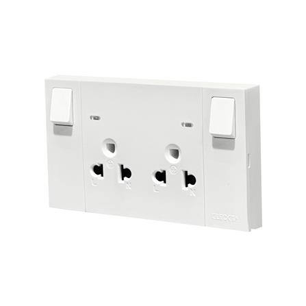 ชุดเต้ารับคู่ 3 ขา มีสวิตช์คุม ELECKTA VERVE สีขาว_3