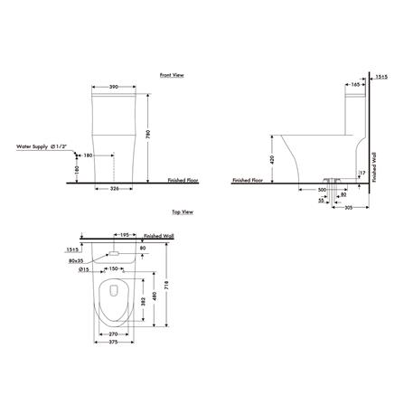 สุขภัณฑ์ 1 ชิ้น NASCO NC-8695S-WA 3/6L สีขาว_1