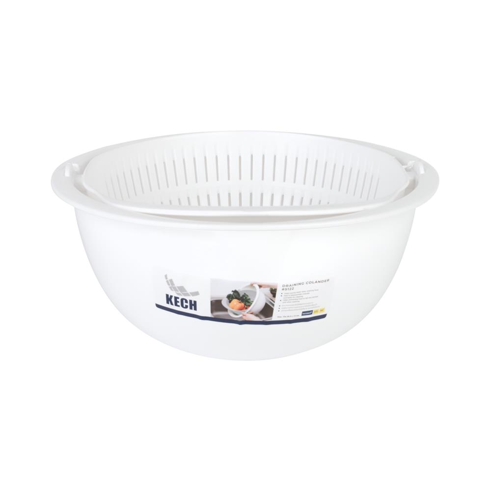 ชุดตะกร้าล้างผัก KECH VEGGI สีขาว/เทา