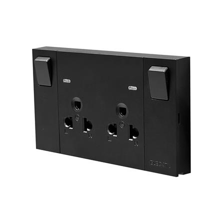 ชุดเต้ารับคู่ 3 ขา มีสวิตช์คุม ELECKTA VERVE สีดำ_2