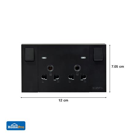 ชุดเต้ารับคู่ 3 ขา มีสวิตช์คุม ELECKTA VERVE สีดำ_6