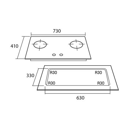 เตาฝังแก๊ส TECNOPLUS HOB TNP HB MINI 2 RGS 73 ซม._3
