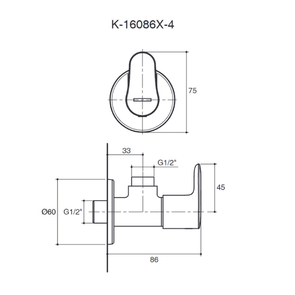 สต๊อปวาล์ว 1 ทาง KOHLER K-16086X-4-BV