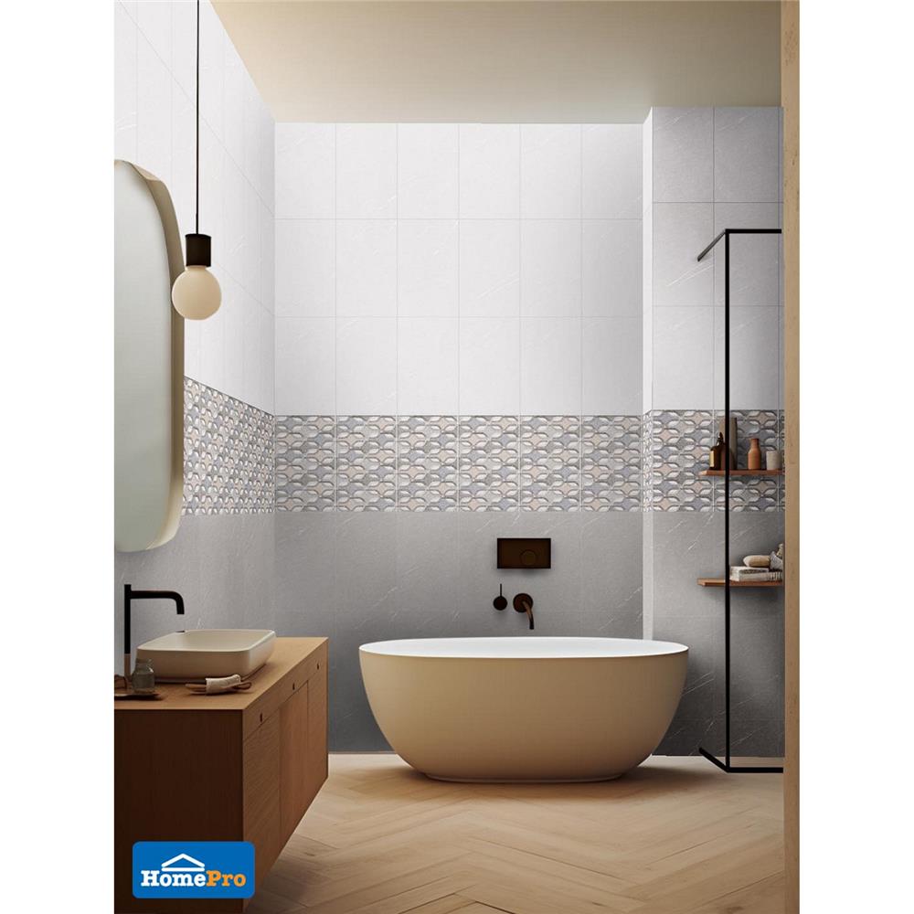 กระเบื้องผนัง 25x40 ซม. TARA เลสเตอร์ ไลท์เกรย์ 1 ตร.ม.