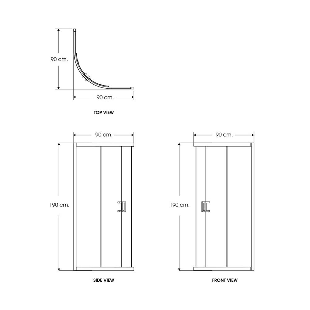ฉากกั้นอาบน้ำ I-SPA I-CUR003GCR 90x90x190 ซม. สีโครม