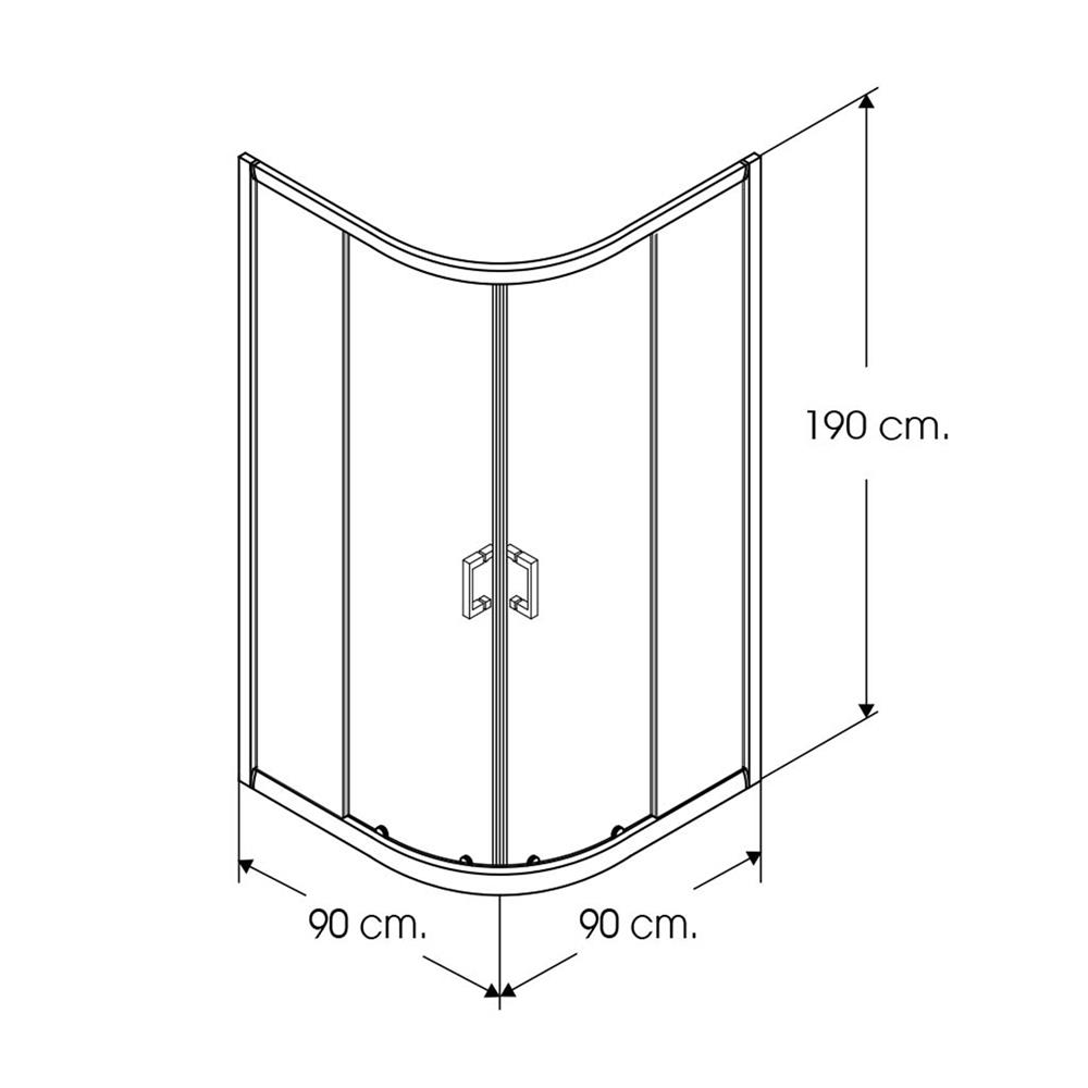 ฉากกั้นอาบน้ำ I-SPA I-CUR003GCR 90x90x190 ซม. สีโครม
