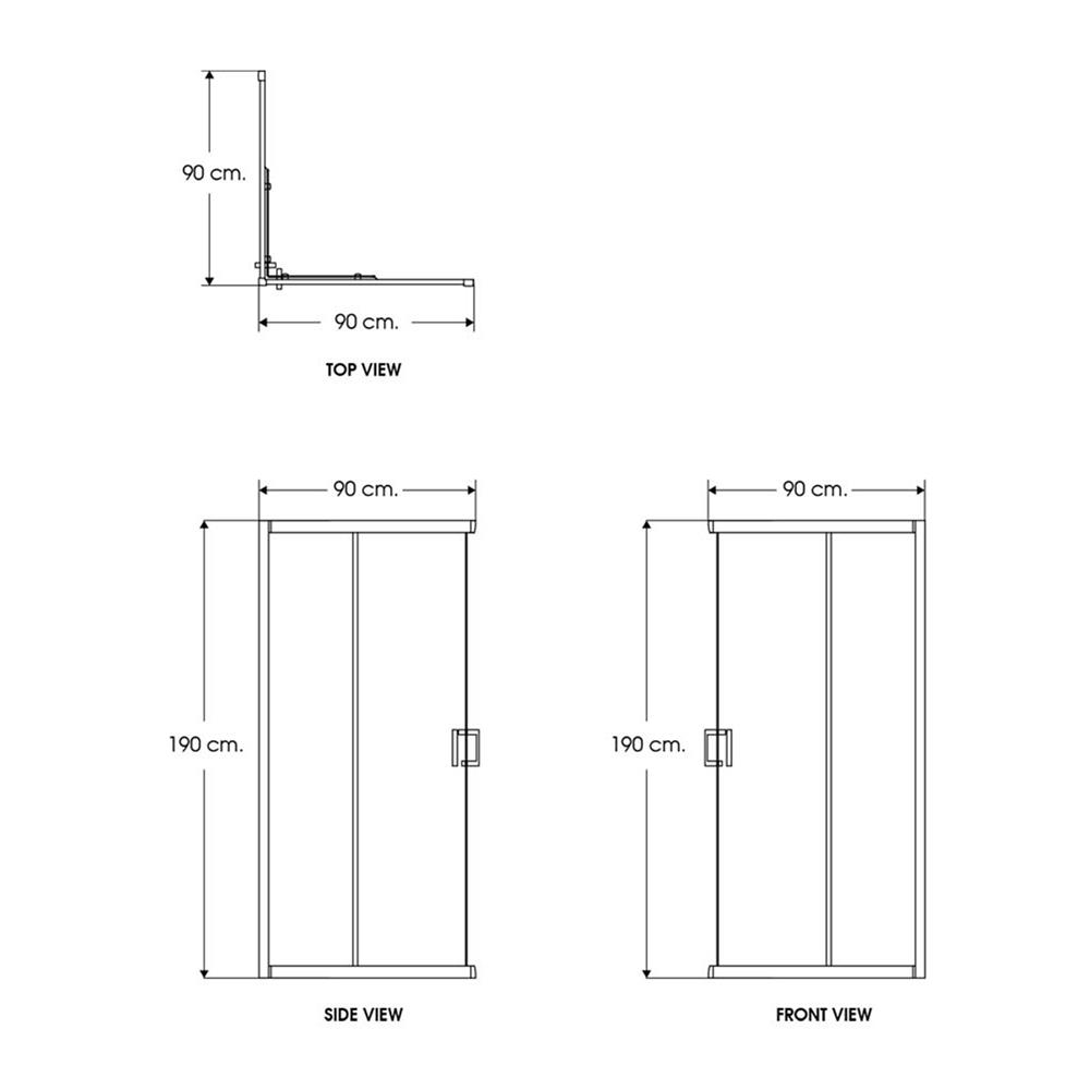 ฉากกั้นอาบน้ำ I-SPA I-SQU003GWH  90x90x190 ซม. สีขาว