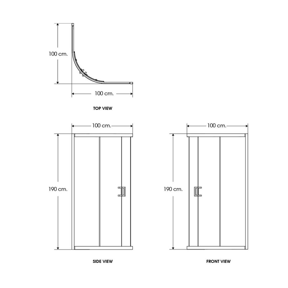 ฉากกั้นอาบน้ำ I-SPA I-CUR004GCR 100x100x190 ซม. สีโครม