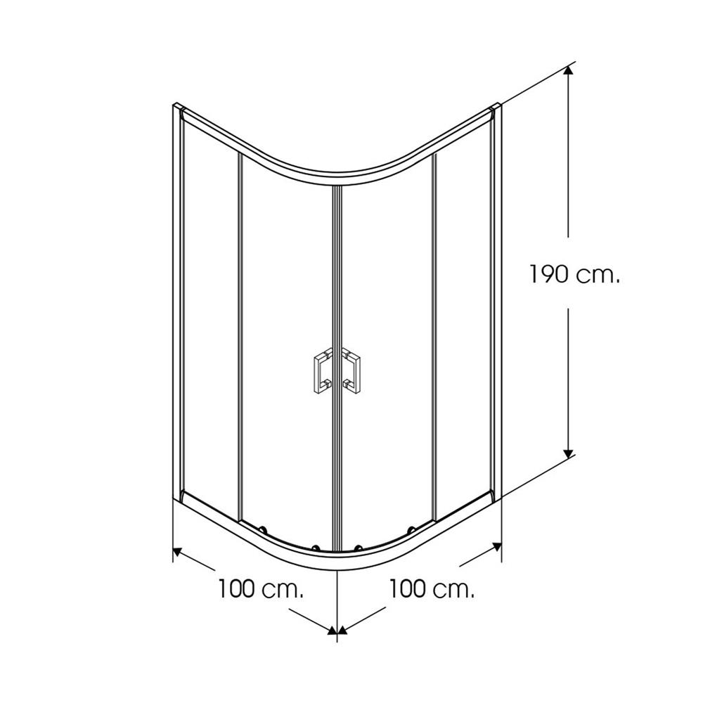 ฉากกั้นอาบน้ำ I-SPA I-CUR004GCR 100x100x190 ซม. สีโครม