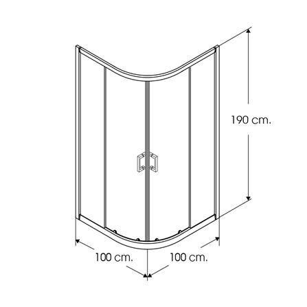 ฉากกั้นอาบน้ำ I-SPA I-CUR004GCR 100x100x190 ซม. สีโครม_1