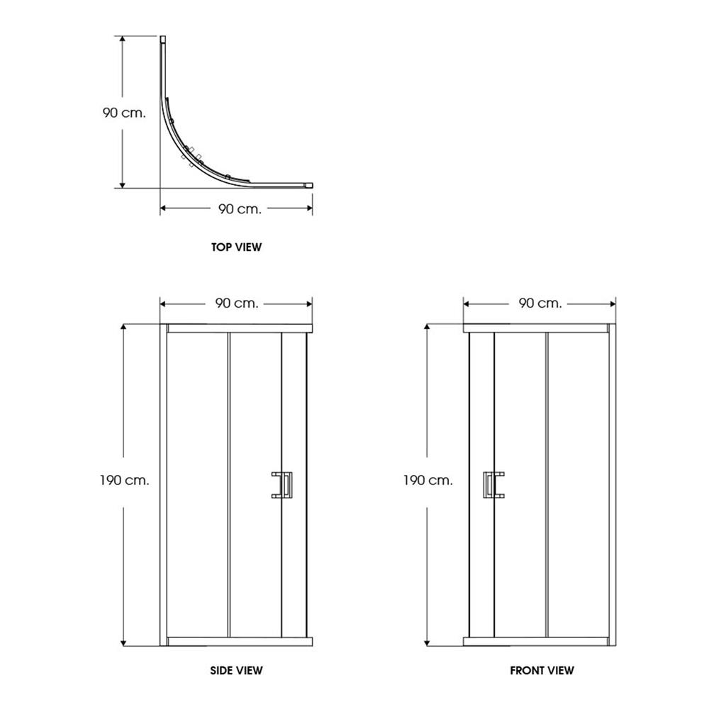 ฉากกั้นอาบน้ำ I-SPA I-CUR003GWH 90x90x190 ซม. สีขาว