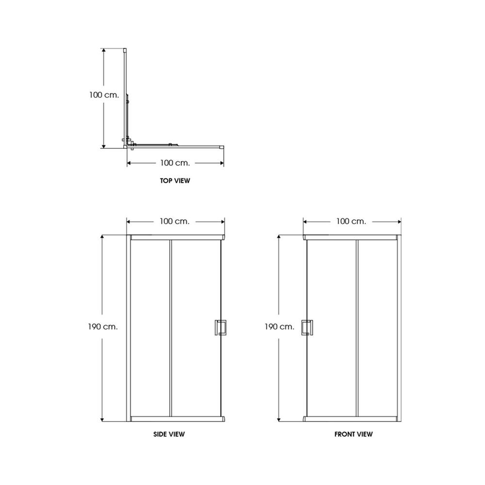 ฉากกั้นอาบน้ำ I-SPA I-SQU004GWH 100x100x190 ซม. สีขาว