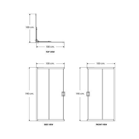 ฉากกั้นอาบน้ำ I-SPA I-SQU004GWH 100x100x190 ซม. สีขาว_2