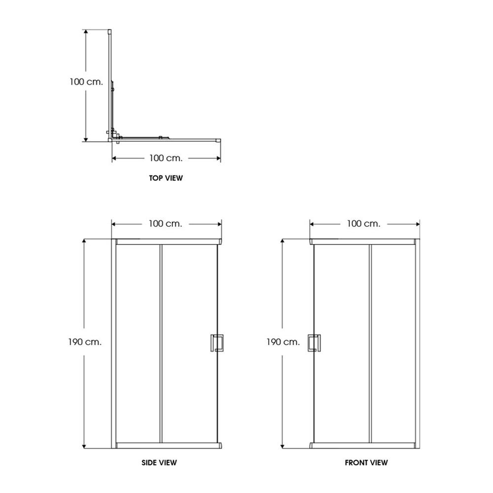 ฉากกั้นอาบน้ำ I-SPA I-SQU004GCR 100x100x190 ซม. สีโครม