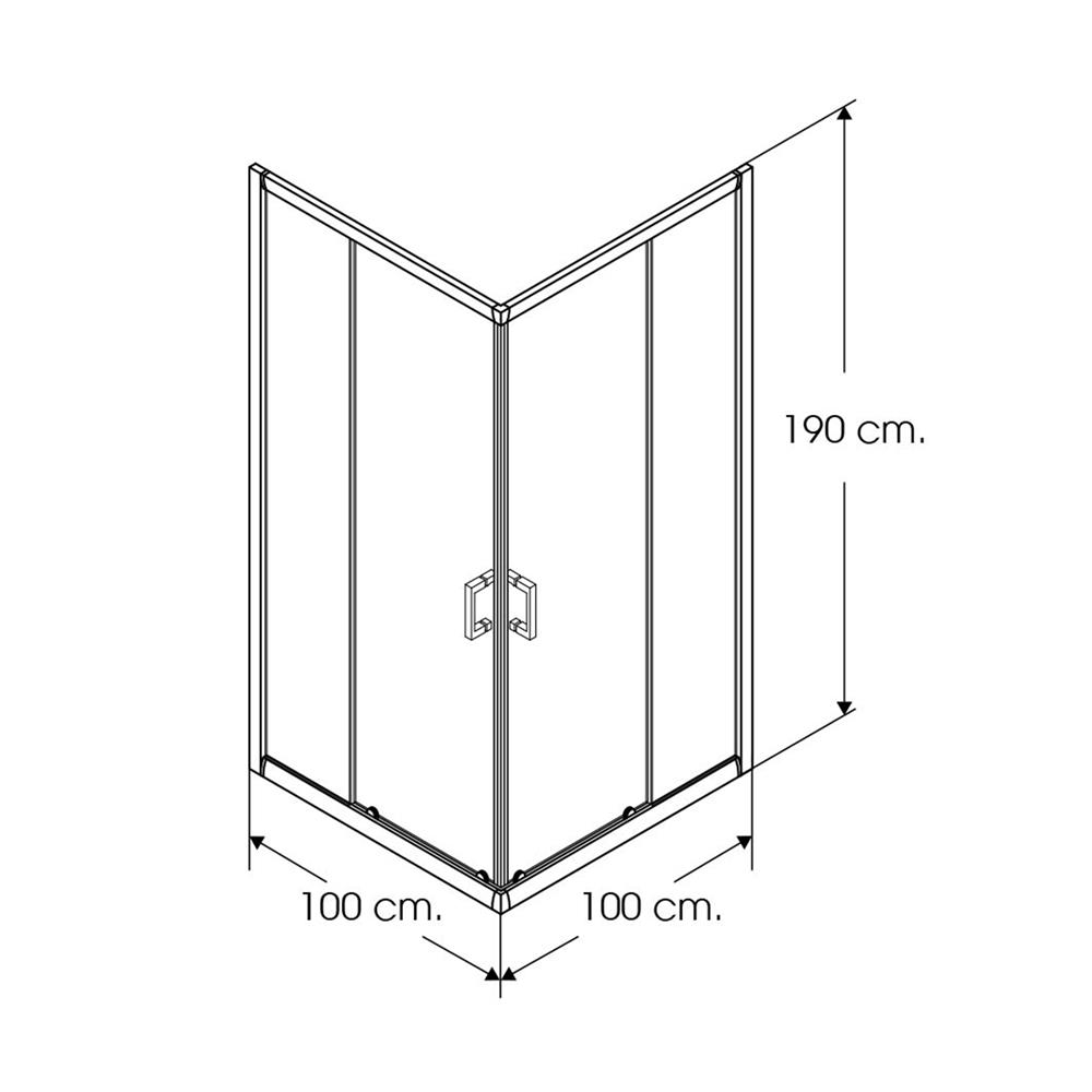 ฉากกั้นอาบน้ำ I-SPA I-SQU004GCR 100x100x190 ซม. สีโครม