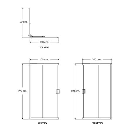 ฉากกั้นอาบน้ำ I-SPA I-SQU004GCR 100x100x190 ซม. สีโครม_2