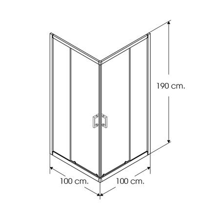 ฉากกั้นอาบน้ำ I-SPA I-SQU004GCR 100x100x190 ซม. สีโครม_1