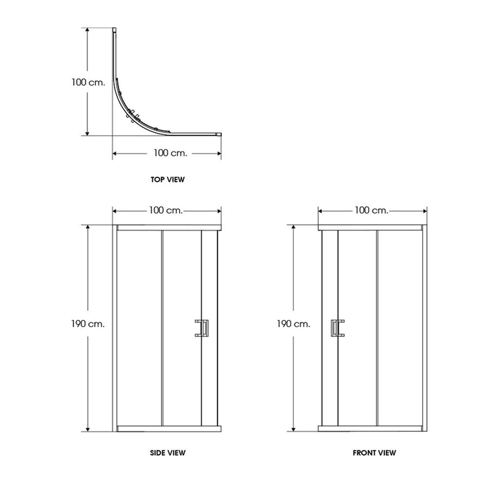 ฉากกั้นอาบน้ำ I-SPA I-CUR004GWH 100x100x190 ซม. สีขาว