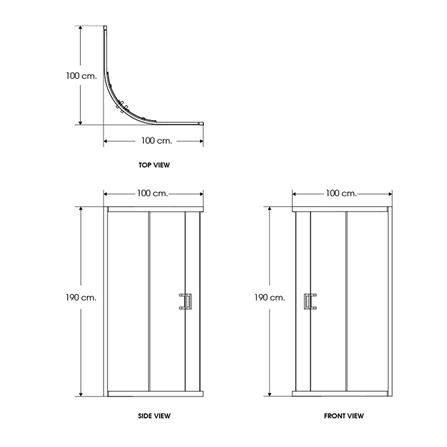 ฉากกั้นอาบน้ำ I-SPA I-CUR004GWH 100x100x190 ซม. สีขาว_2