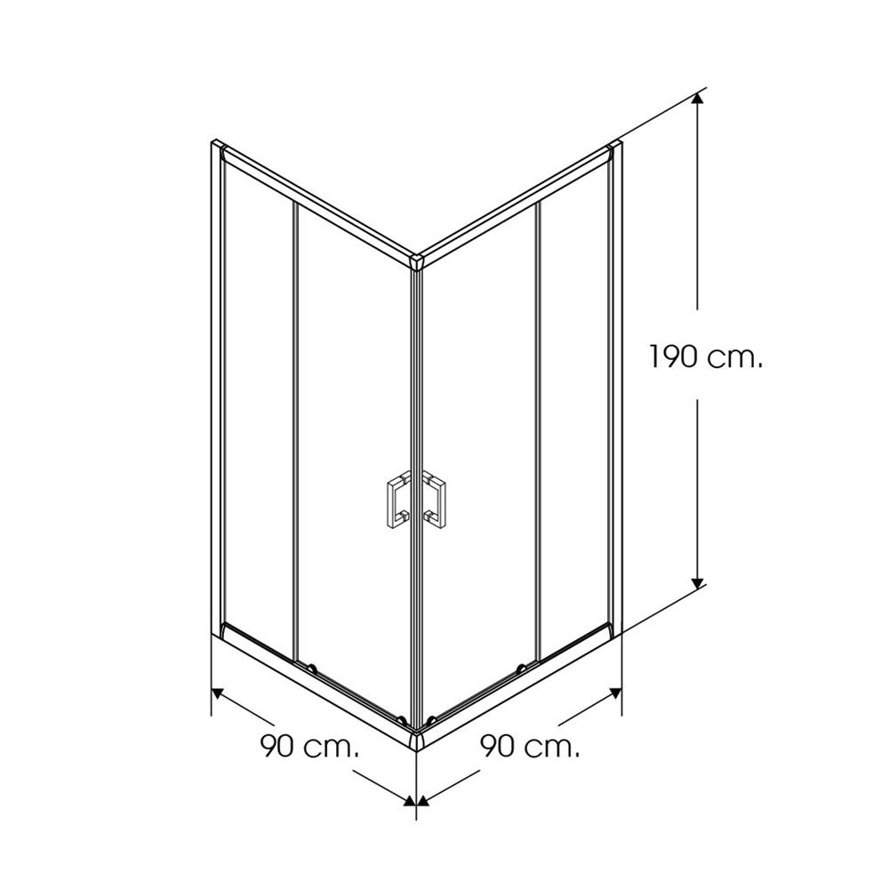 ฉากกั้นอาบน้ำ I-SPA I-SQU003GCR 90x90x190 ซม. สีโครม