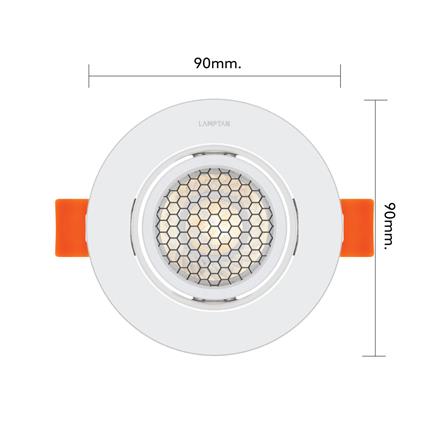 ดาวน์ไลท์ LED LAMPTAN ANTI GLARE 3.5 นิ้ว 7 วัตต์ WARM WHITE สีขาว_7