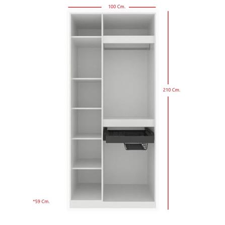 ตู้เสื้อผ้า 2 บานเปิด KONCEPT BLOX 19216703 100 ซม. สีขาว_2