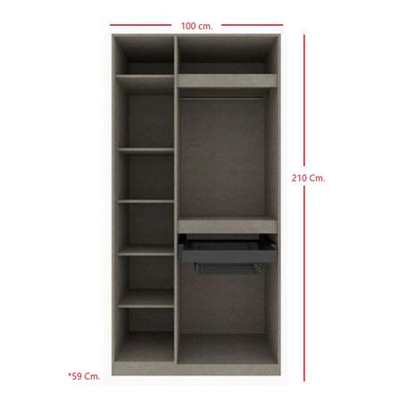 ตู้เสื้อผ้า 2 บานเปิด KONCEPT BLOX 19216677 100 ซม. สีไม้อ่อน_2