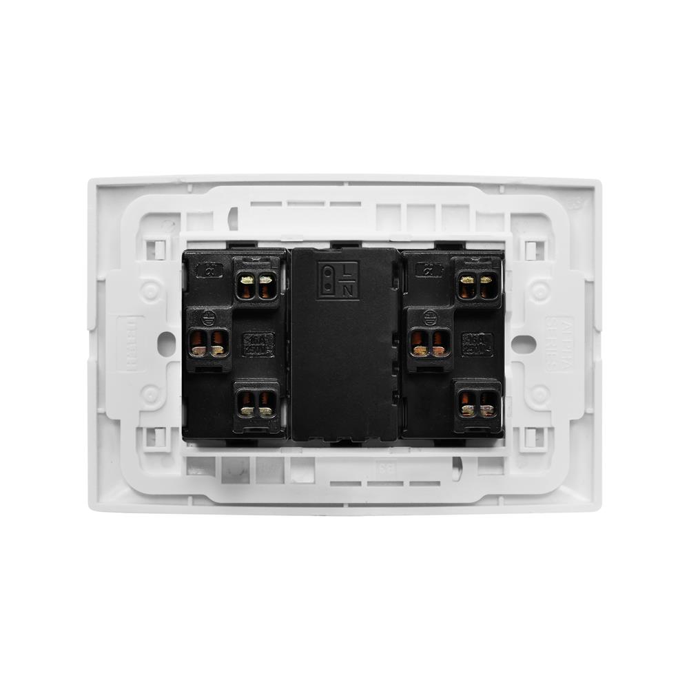 ชุดเต้ารับเดี่ยว 3 ขา 2 ช่อง + USB 2 ช่อง HACO AP-E2SB สีขาว