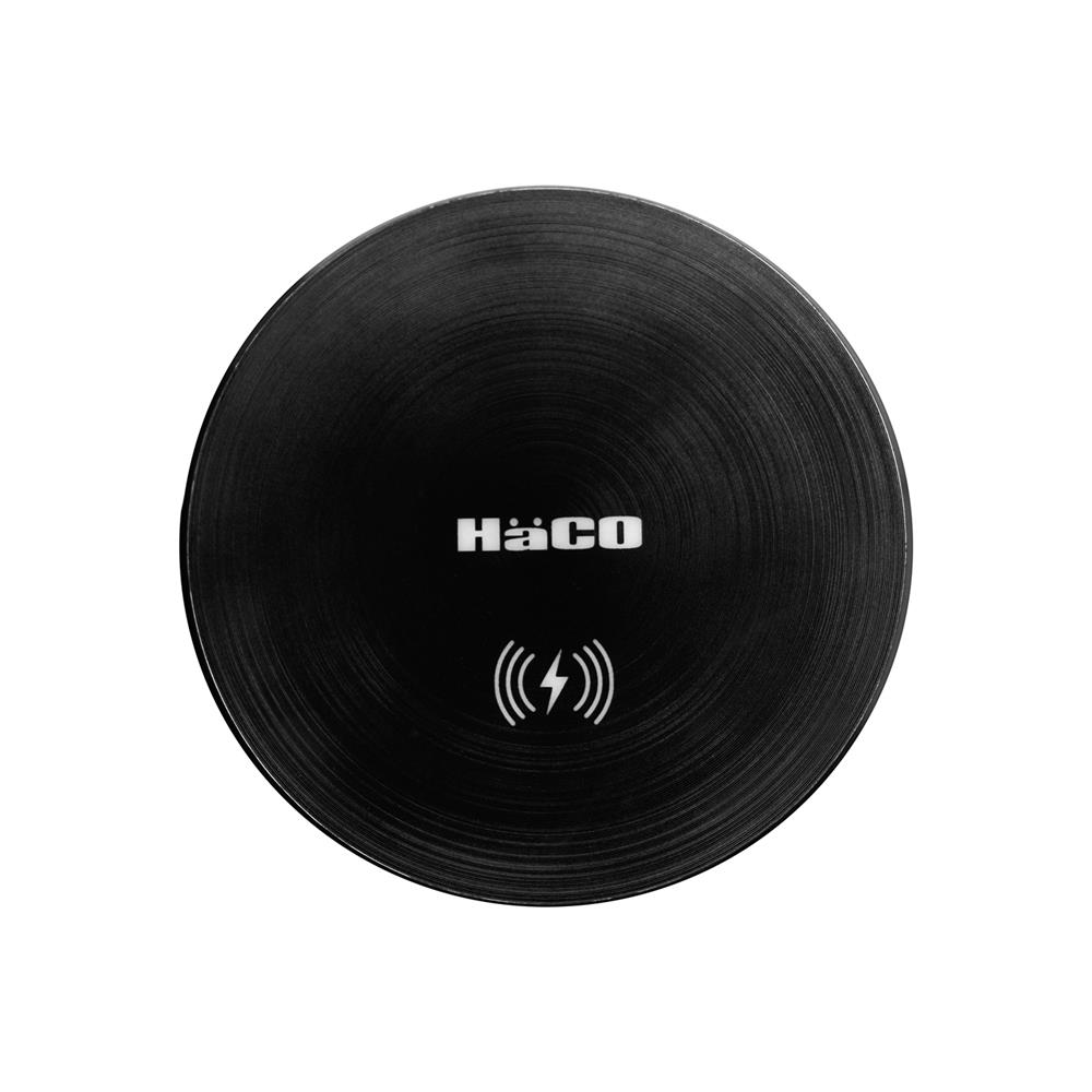 ชุดเต้ารับ 3 ช่องแนวตั้งฝังโต๊ะ พร้อมแท่นชาร์จไร้สาย HACO PTB-3W-PBK/EU-USB สีดำ