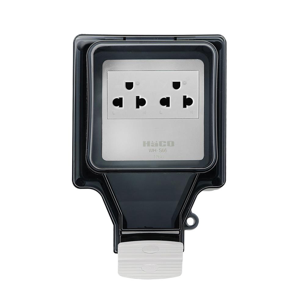 หน้ากากกันน้ำพร้อมเต้ารับ HACO WH-S66-E2 สีเทา