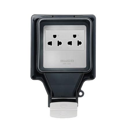 หน้ากากกันน้ำพร้อมเต้ารับ HACO WH-S66-E2 สีเทา_0