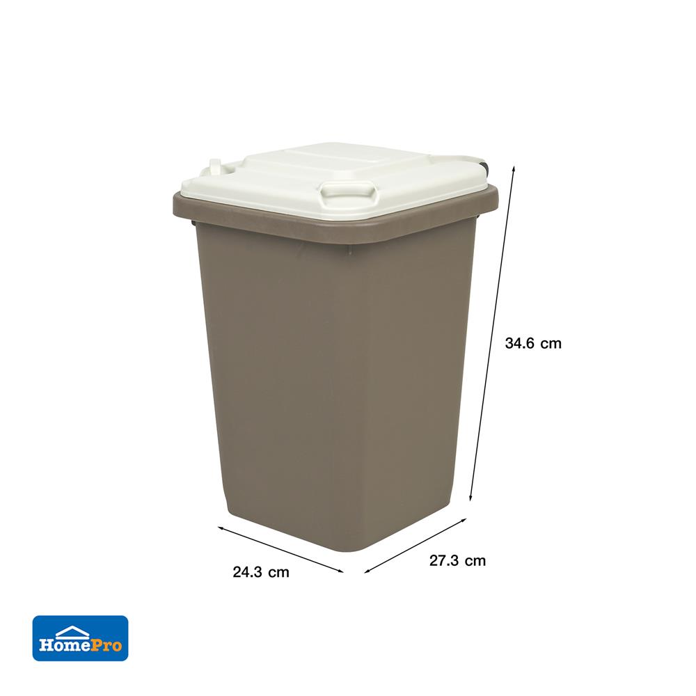 ถังขยะเหลี่ยมฝาเปิด ACCO MINI 11 ลิตร สีน้ำตาล/เบจ