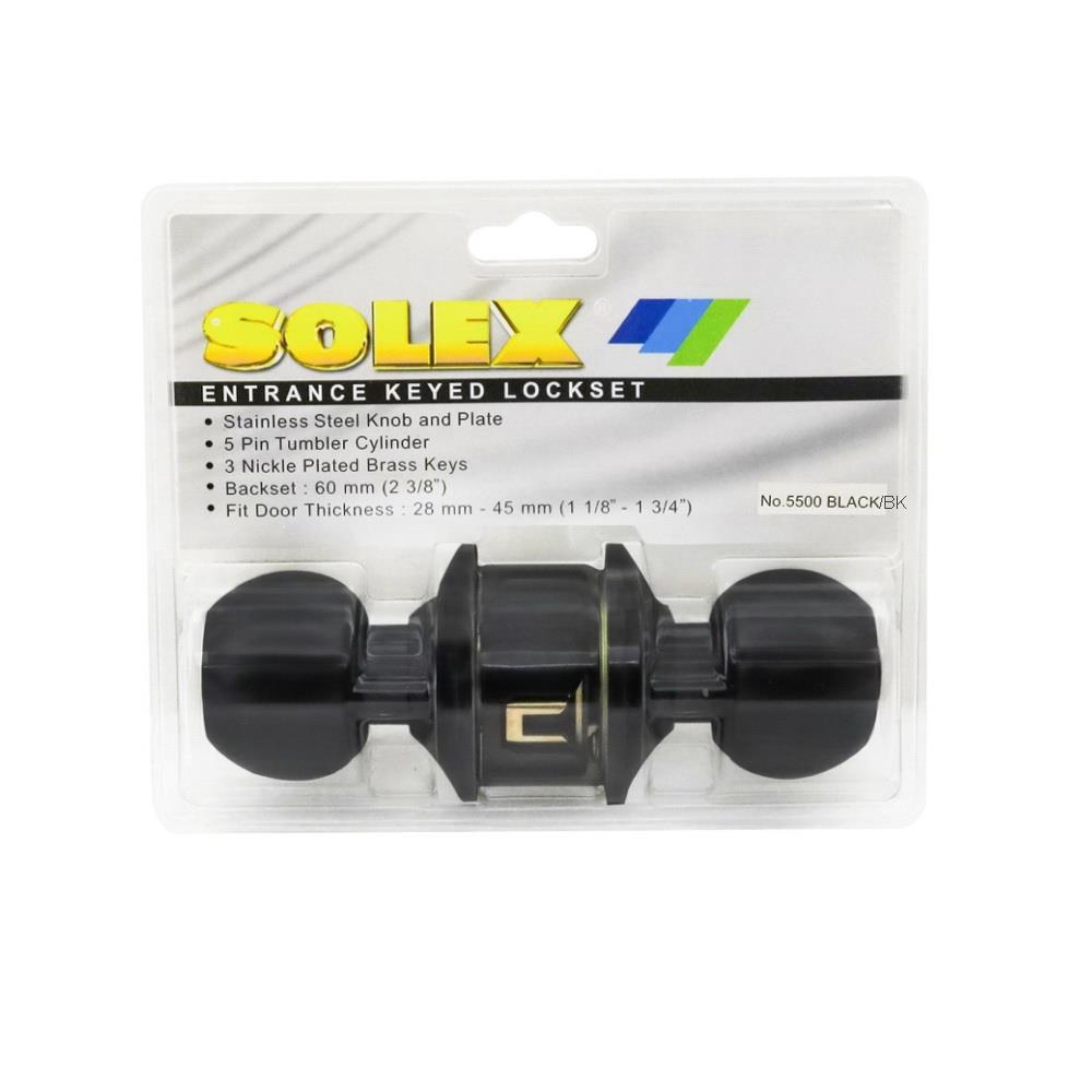 ลูกบิดห้องน้ำ SOLEX 5500 หัวกลม สีดำ