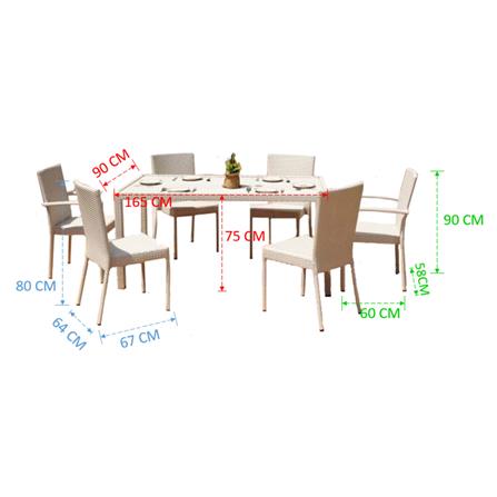 ชุดสนาม 6 ที่นั่ง IVY FAMILY DN008 สีขาว_1
