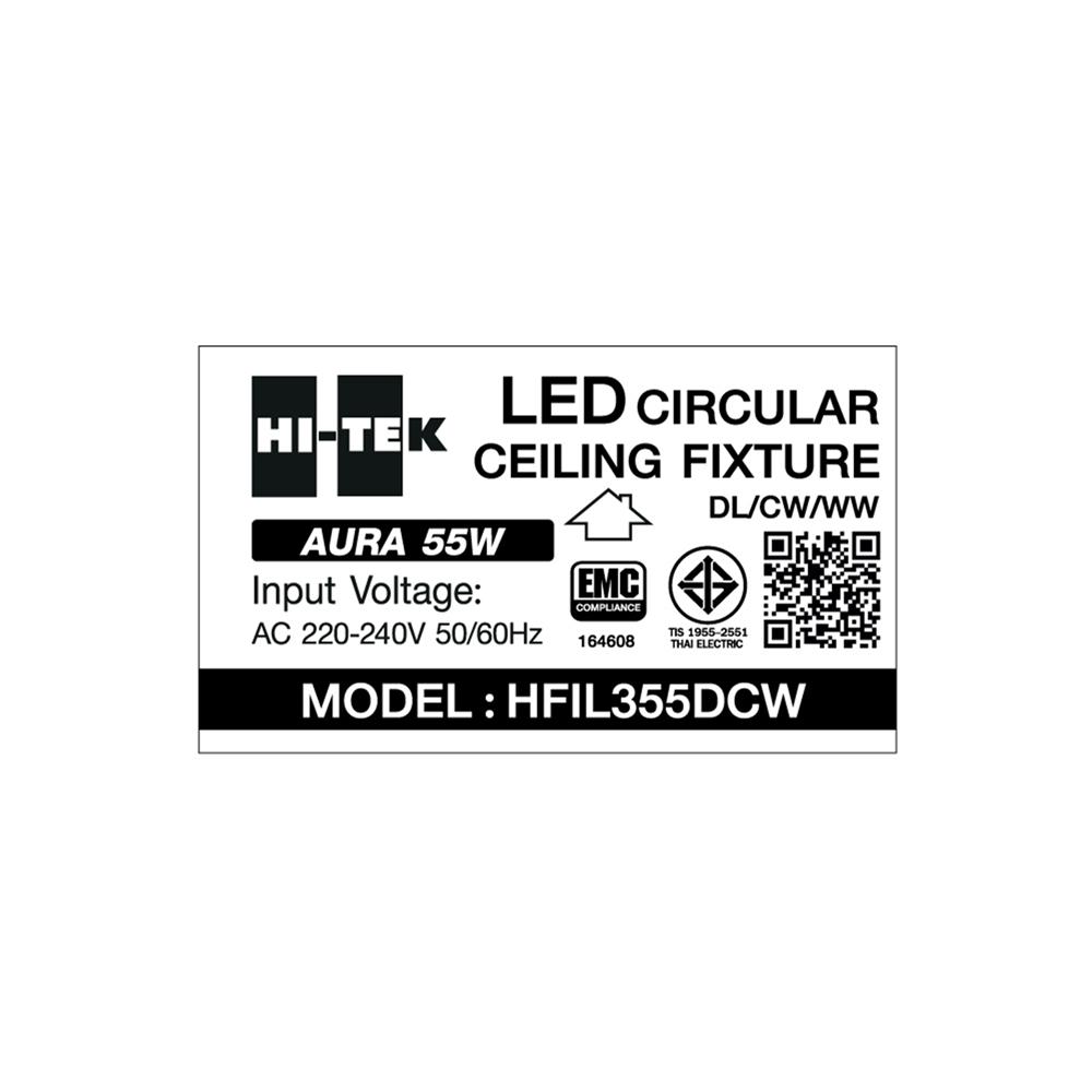 ไฟเพดาน LED HI-TEK HFIL355DCW 19 นิ้ว 55 วัตต์ DAYLIGHT/COOL WHITE/WARM WHITE สีขาว/ทอง
