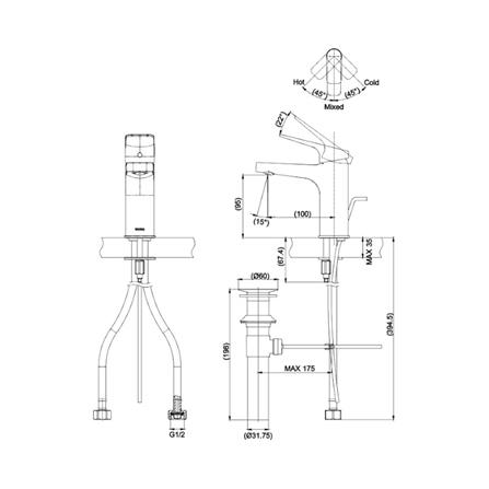 ก๊อกอ่างล้างหน้าผสม TOTO TTLR302FK-1R สีโครม_1