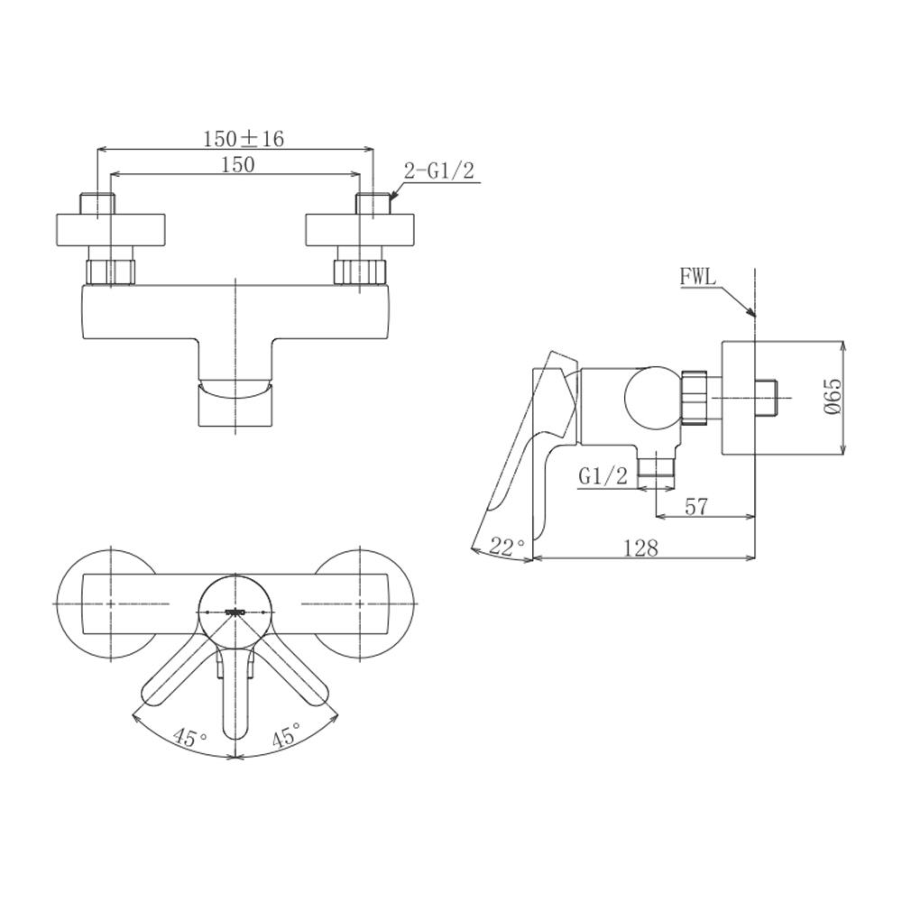 ก๊อกผสมยืนอาบ TOTO TBS01301T สีโครม
