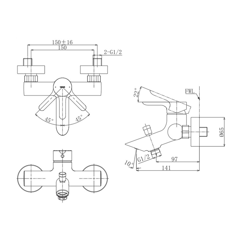 ก๊อกผสมอ่างอาบ TOTO TBS01302T สีโครม
